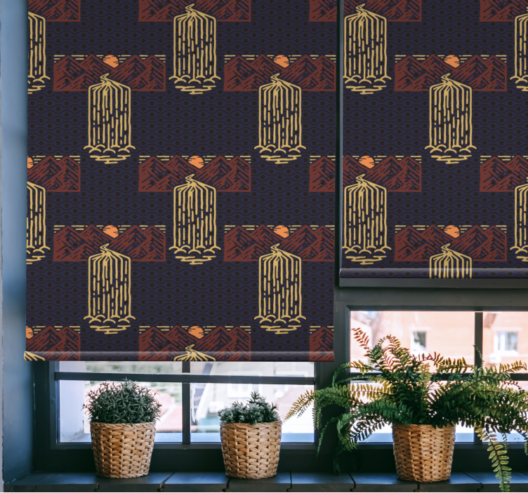 Cortina roller vintage puesta de sol con cascadas - TenVinilo