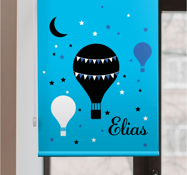 Estor con nombre infantil con globo y estrellas - TenVinilo
