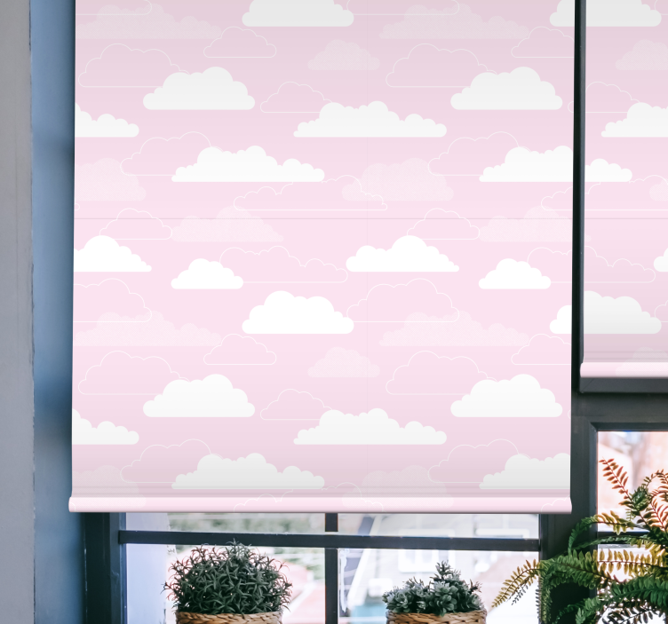 Estor nubes Fondo rosa con estilo de dibujos animados - TenVinilo