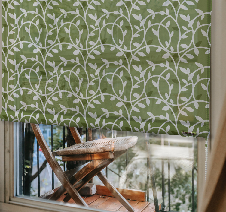 Estor enrollable verde elegante patrón plantas - TenVinilo