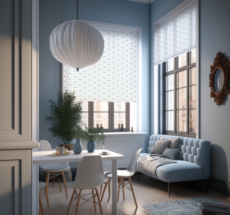 Estor enrollable nórdico Patrón de contorno hexagonal - TenVinilo