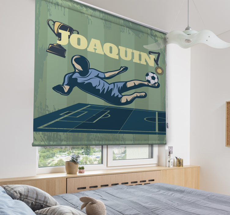 Estor de fútbol personalizable verde y azul - TenVinilo