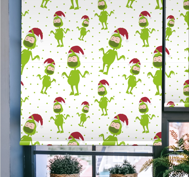 Estor salón Feliz navidad con cara de mascara - TenVinilo