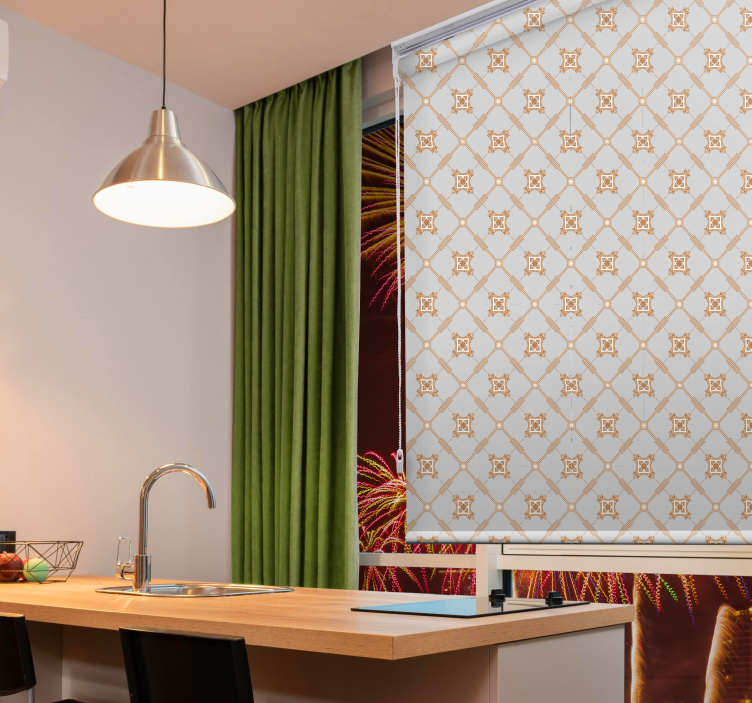 Estor estampado floral mosaico de rombos - TenVinilo