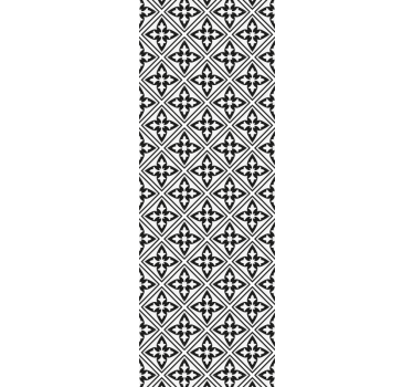 Cortina roller negra con azulejos florales - TenVinilo
