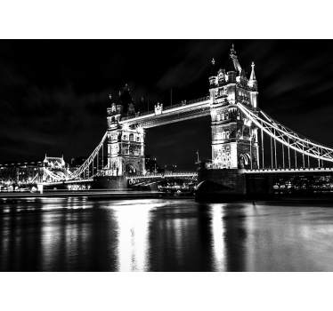 Cortina roller negra puente de londres de noche - TenVinilo
