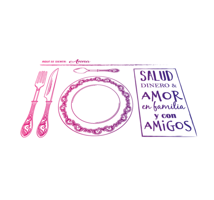 Manteles individuales con nombre Dinero y salud - TenVinilo