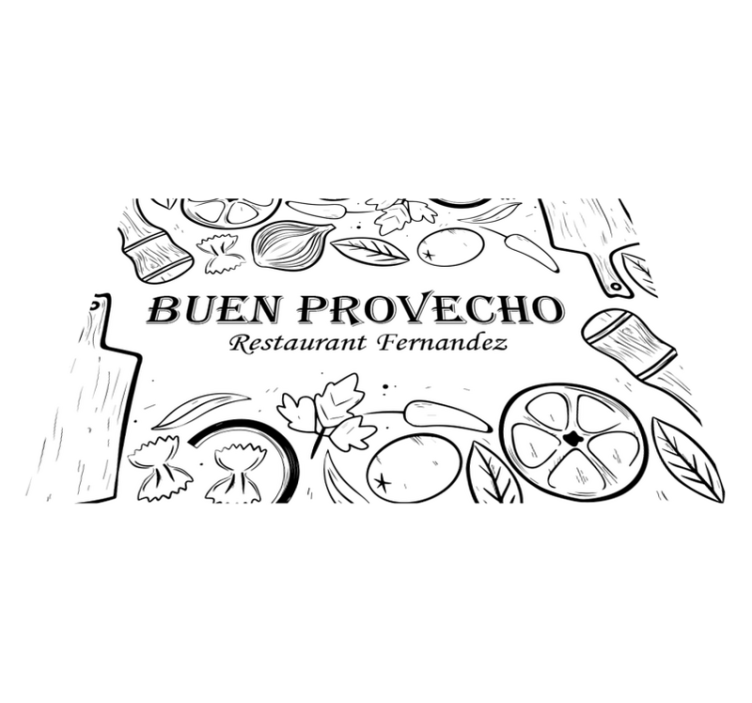 Individual mesa restaurante frase buen provecho - TenVinilo