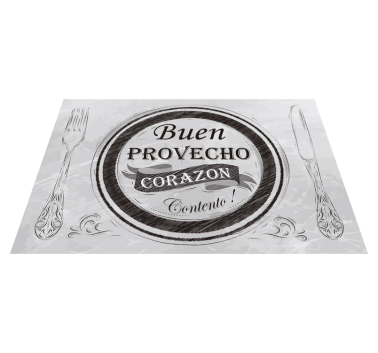 Mantel individual frase corazón feliz vientre lleno  - TenVinilo