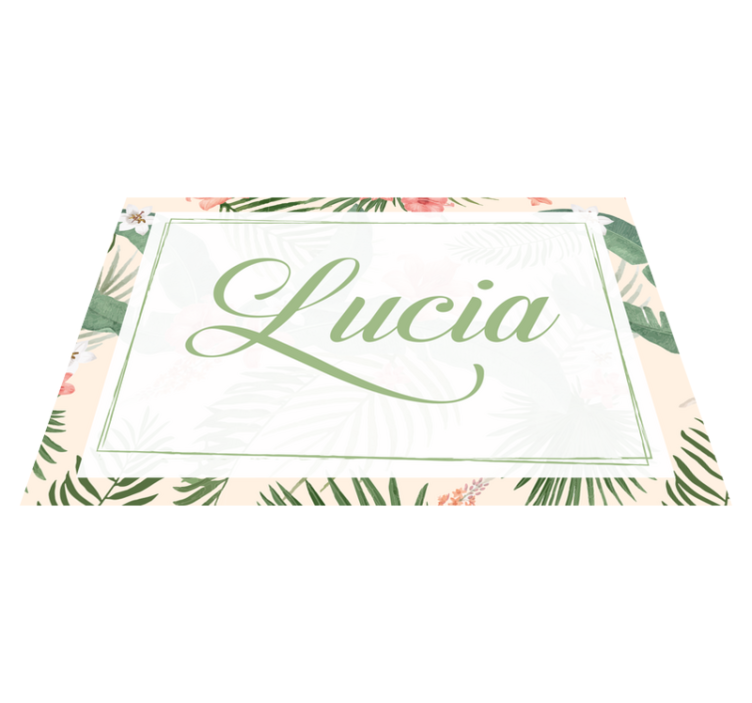 Individual mesa personalizable diseño floral con nombre - TenVinilo
