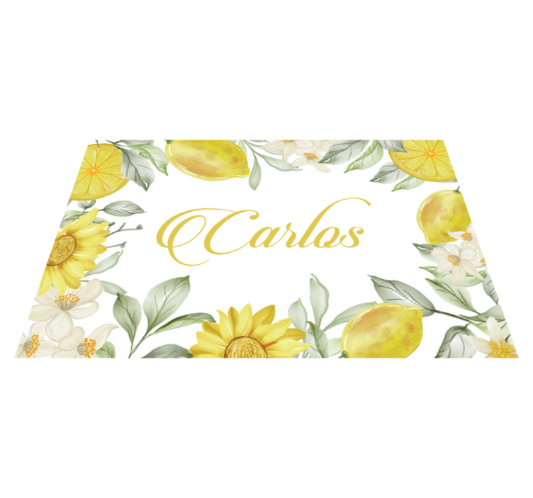 Individual mesa personalizable arreglo floral de limón - TenVinilo