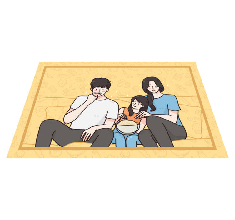 Individual mesa infantil familia disfrutando bocadillos - TenVinilo