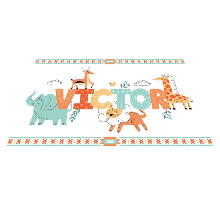 Individual mesa infantil arte con nombres de animales - TenVinilo