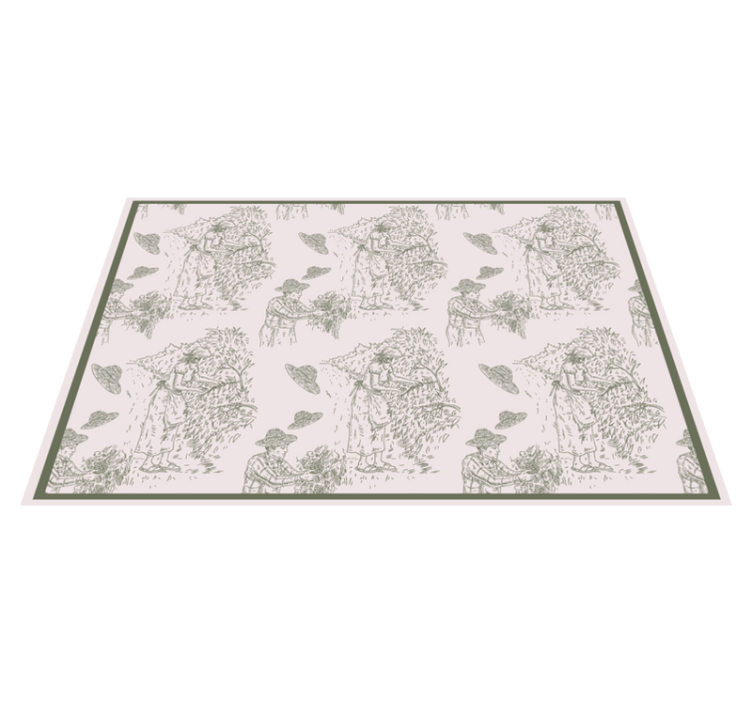 Mantel individual original Patrón vintage francés en verde - TenVinilo