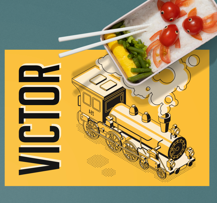 Mantel individual personalizable Bonito diseño y nombre del tren - TenVinilo