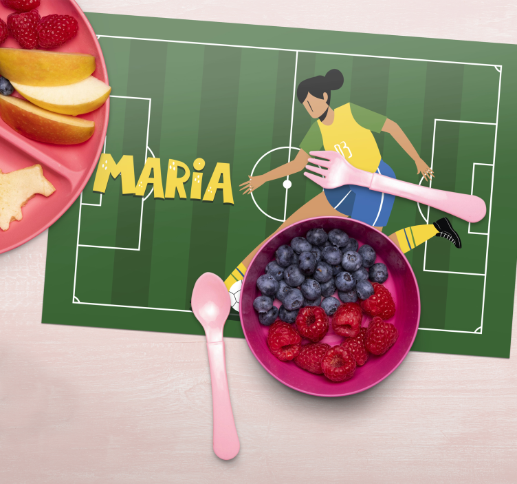 Mantel individual personalizable jugadora de fútbol - TenVinilo