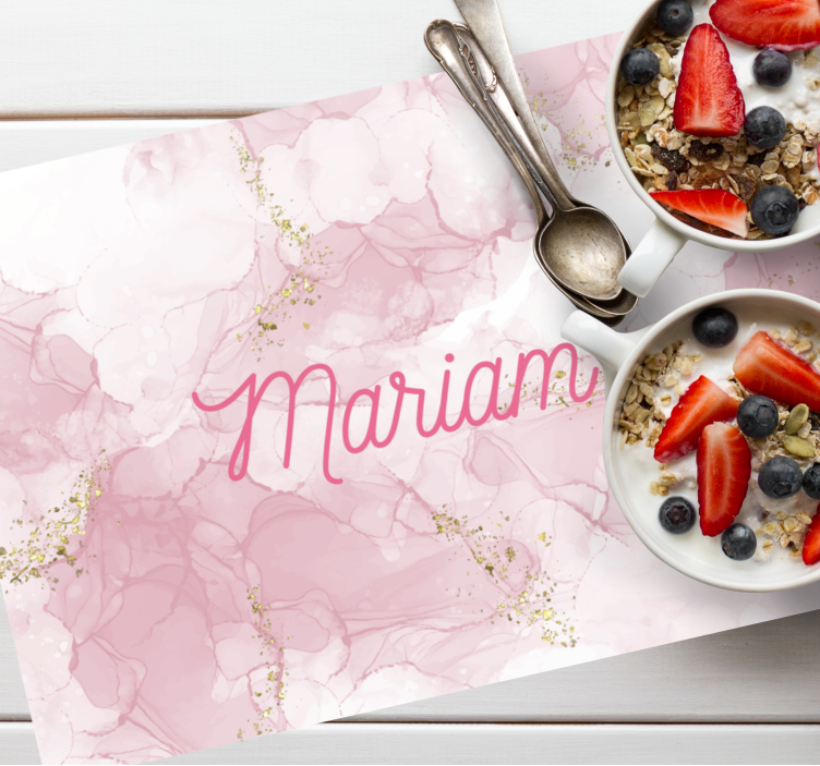 Mantel individual personalizable Patrón rosa claro con nombre - TenVinilo
