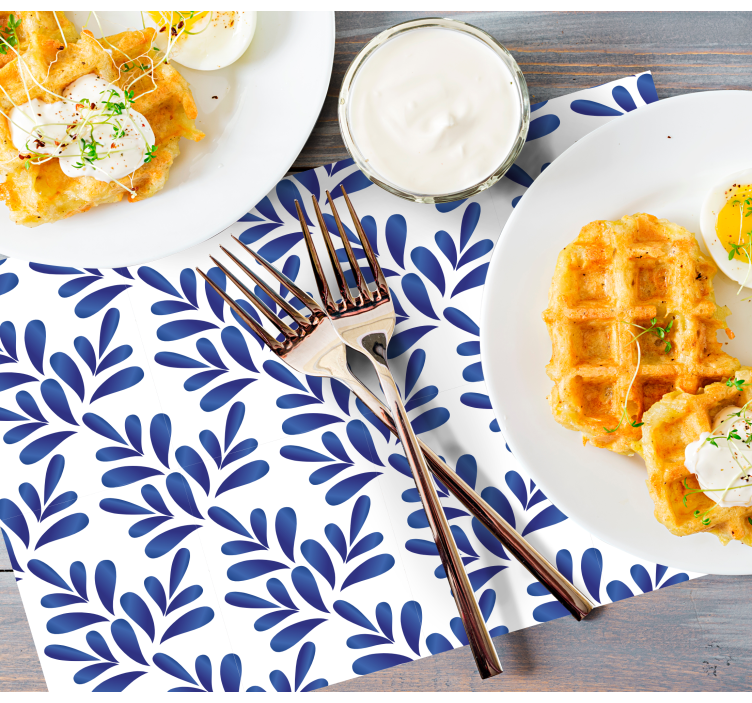 Manteles individuales elegantes Porcelana azul - TenVinilo