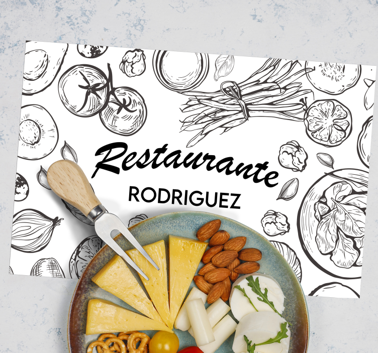 Mantel individual frutas restaurante con nombre - TenVinilo