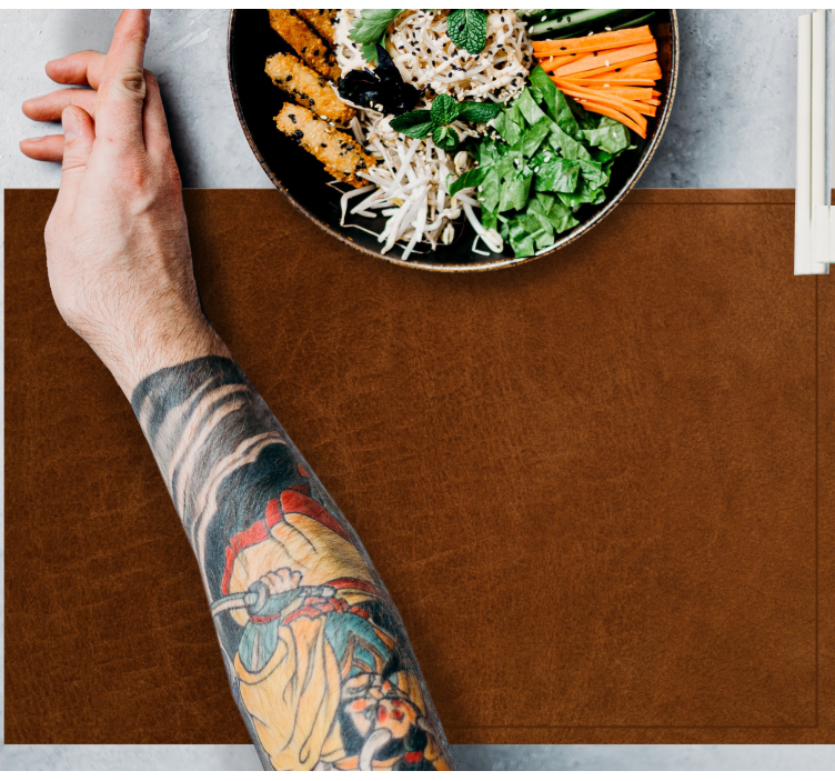 Mantel individual patrón Efecto cuero marrón - TenVinilo