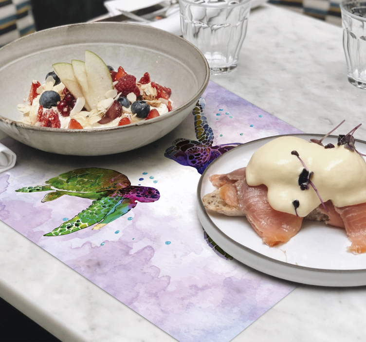 Manteles individuales casa tortugas de colores - TenVinilo