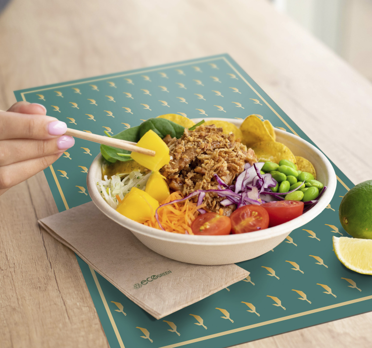 Mantel individual verde tortugas geométricas - TenVinilo