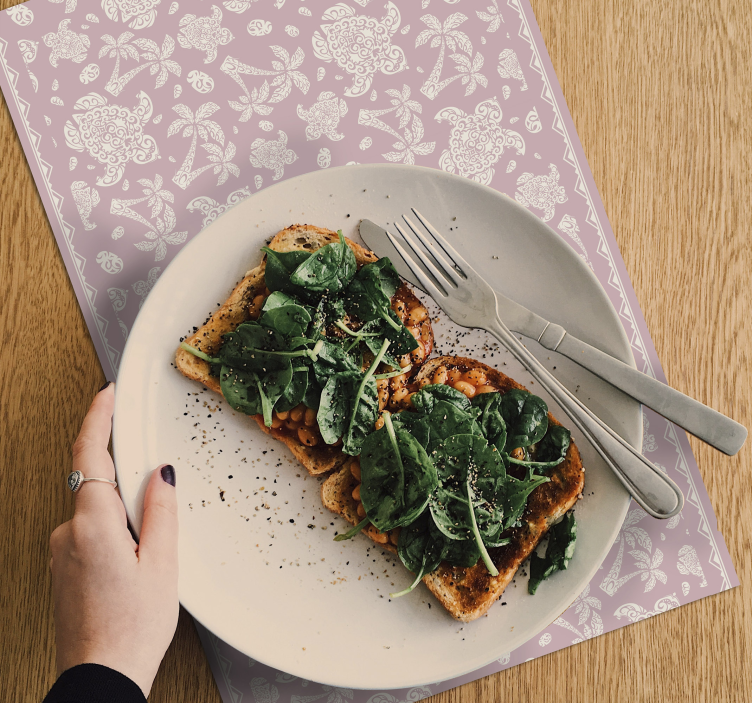 Mantel individual tortuga hawaianas y palmera - TenVinilo