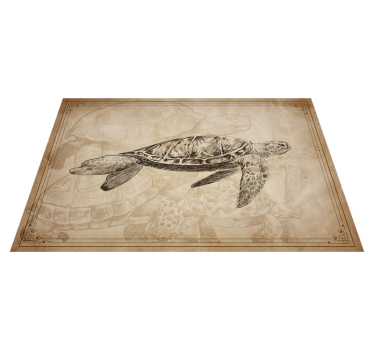 Manteles individuales tortuga dibujada a mano sepia - TenVinilo
