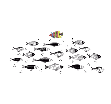Individual de mesa infantil peces blanco y negro - TenVinilo