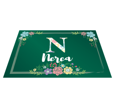 Individual de mesa infantil con nombre y flores - TenVinilo