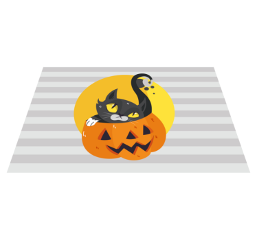 Mantel individual infantil calabaza y gato negro - TenVinilo