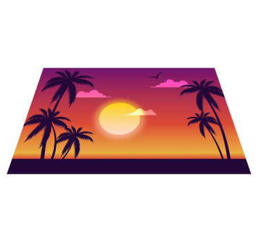 Individual mesa moderno escena de atardecer tropical - TenVinilo