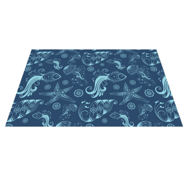 Mantel individual azul Animales oceánicos ornamentales - TenVinilo