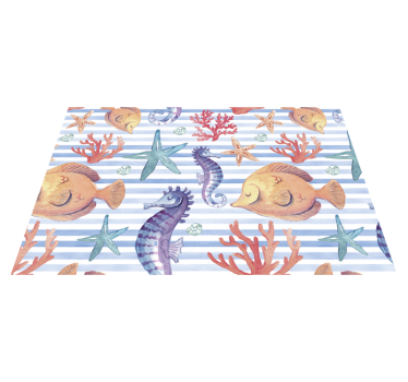 Mantel individual casa Azulejos con motivos de animales marinos - TenVinilo