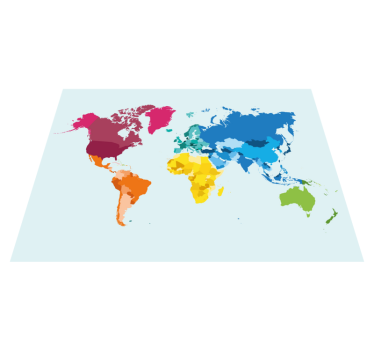 Individual original mesa Mapa coloreado con fondo azul - TenVinilo