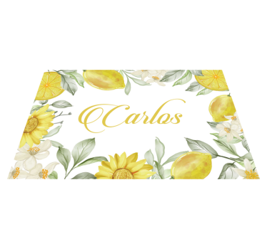Individual mesa personalizable arreglo floral de limón - TenVinilo
