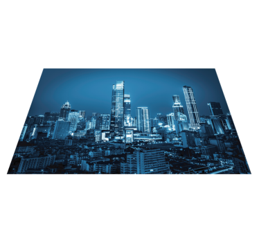 Individual mesa moderno vista de horizonte urbano - TenVinilo
