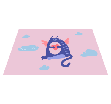 Individual mesa infantil gato volador con corazón - TenVinilo