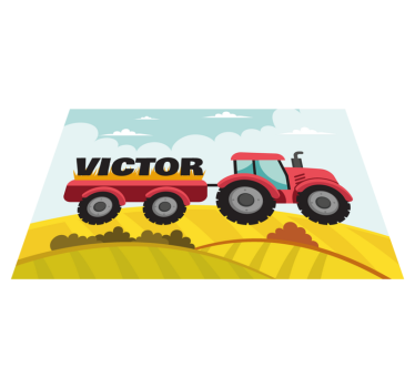 Individual mesa personalizable Colorido tractor y nombre - TenVinilo