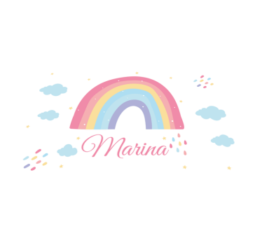 Individual mesa personalizable Lindo arcoiris y nubes en colores  - TenVinilo