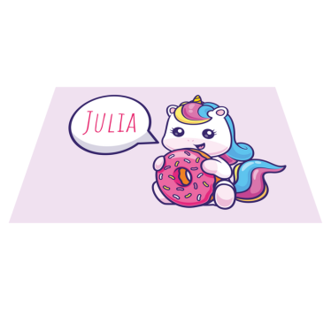 Mantel individual personalizable unicornio con donut - TenVinilo