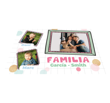 Mantel individual personalizable cuadros de familia con nombres - TenVinilo