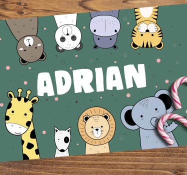 Mantel individual personalizable dibujos infantiles de animales - TenVinilo