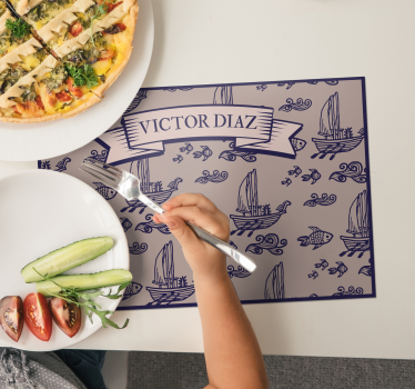 Individual de mesa infantil marino con nombre - TenVinilo