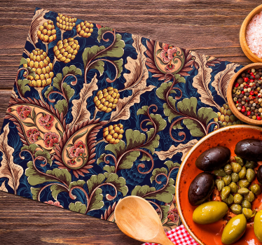 Individual de mesa patrón floral estilo retro - TenVinilo