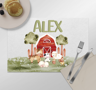 Mantel individual dibujo granja personalizable - TenVinilo