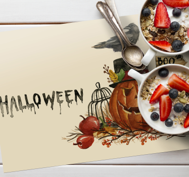 Individual mesa halloween arreglo festivo de calabazas - TenVinilo