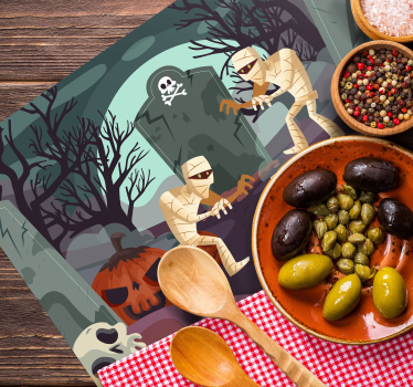 Individual mesa halloween momias emergentes cementerio - TenVinilo