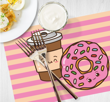 Individual mesa infantil donut de café lindo - TenVinilo