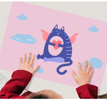 Individual mesa infantil gato volador con corazón - TenVinilo